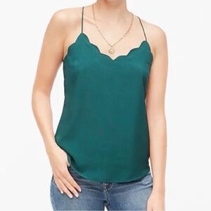 J. Crew Teal Scallop-Edge Cami Top